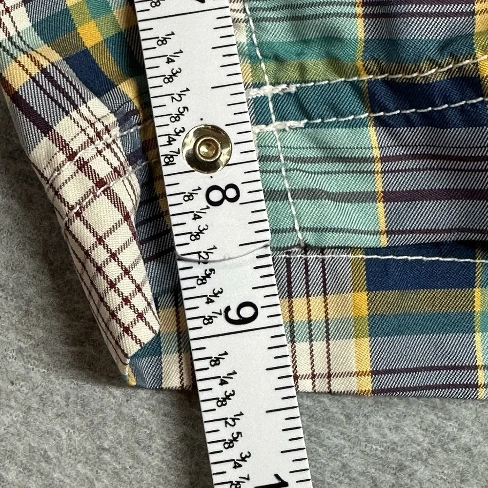 Lands End Swim Trunks Mens L Green Plaid Cargo Pockets Lined 8.5 in Inseam Board